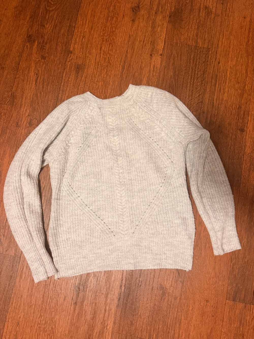 Ashley Light Gray Cable Knit Mock Neck Sweater Size L